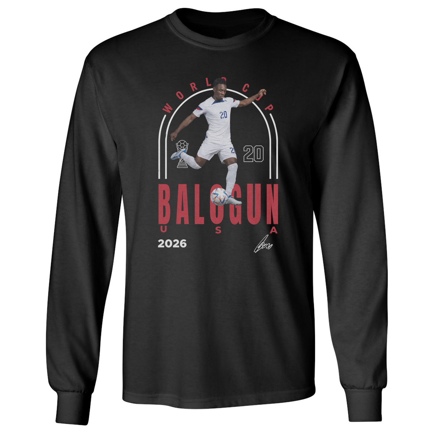 Balogun 20 USA Tribute Graphic 2026 Soccer Fans Long Sleeve T-Shirt