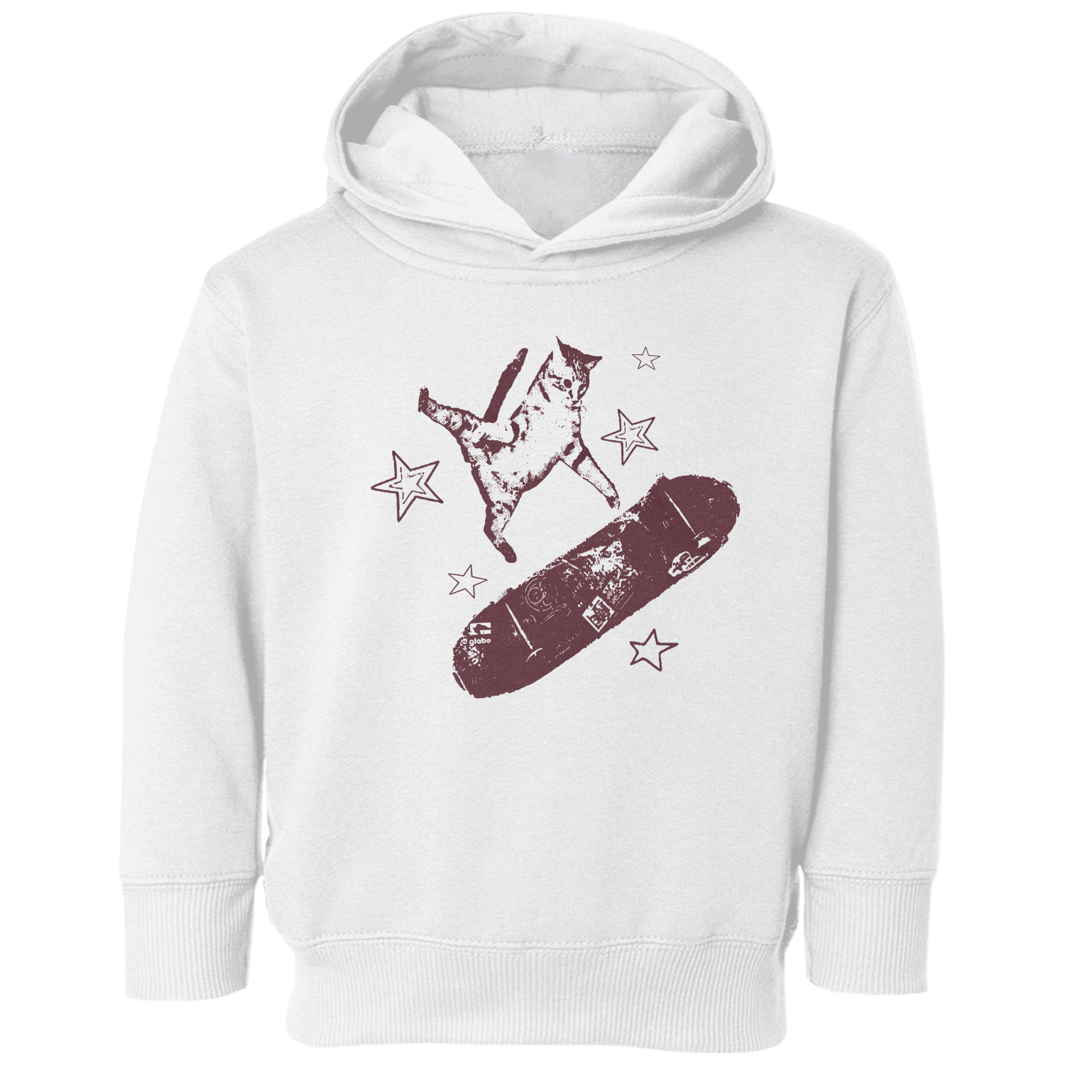 Skateboard Cat 90s Aesthetic Vintage Graphic Toddler Hooded Sweatshirt