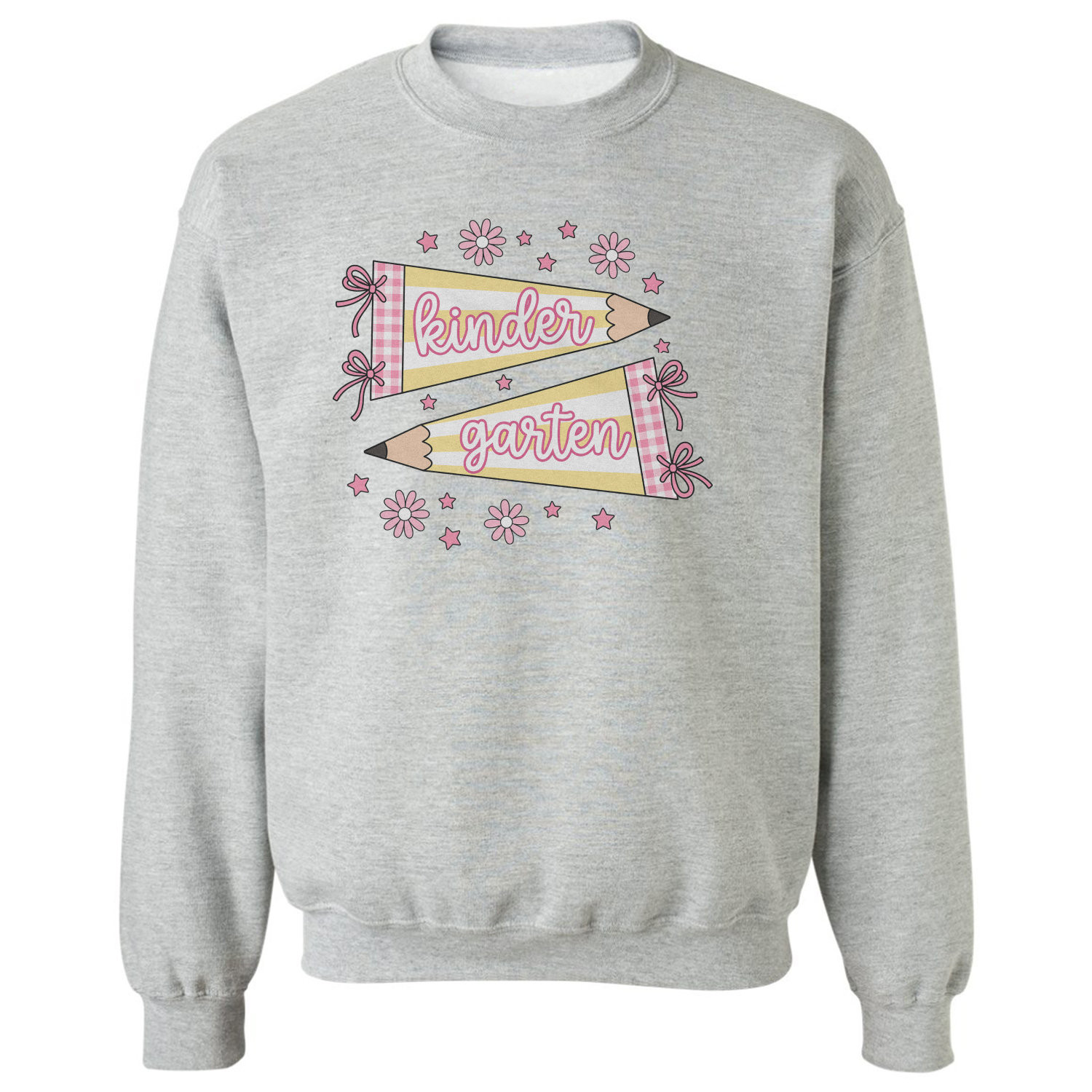 Kindergarten Teacher Pennant Flag Back to School Unisex Crewneck Sweatshirt