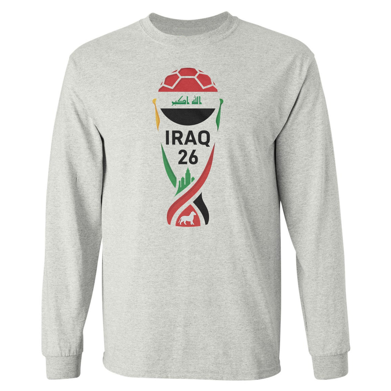 Iraq 26 Trophy Graphic – Soccer Fan Pride Long Sleeve T-Shirt
