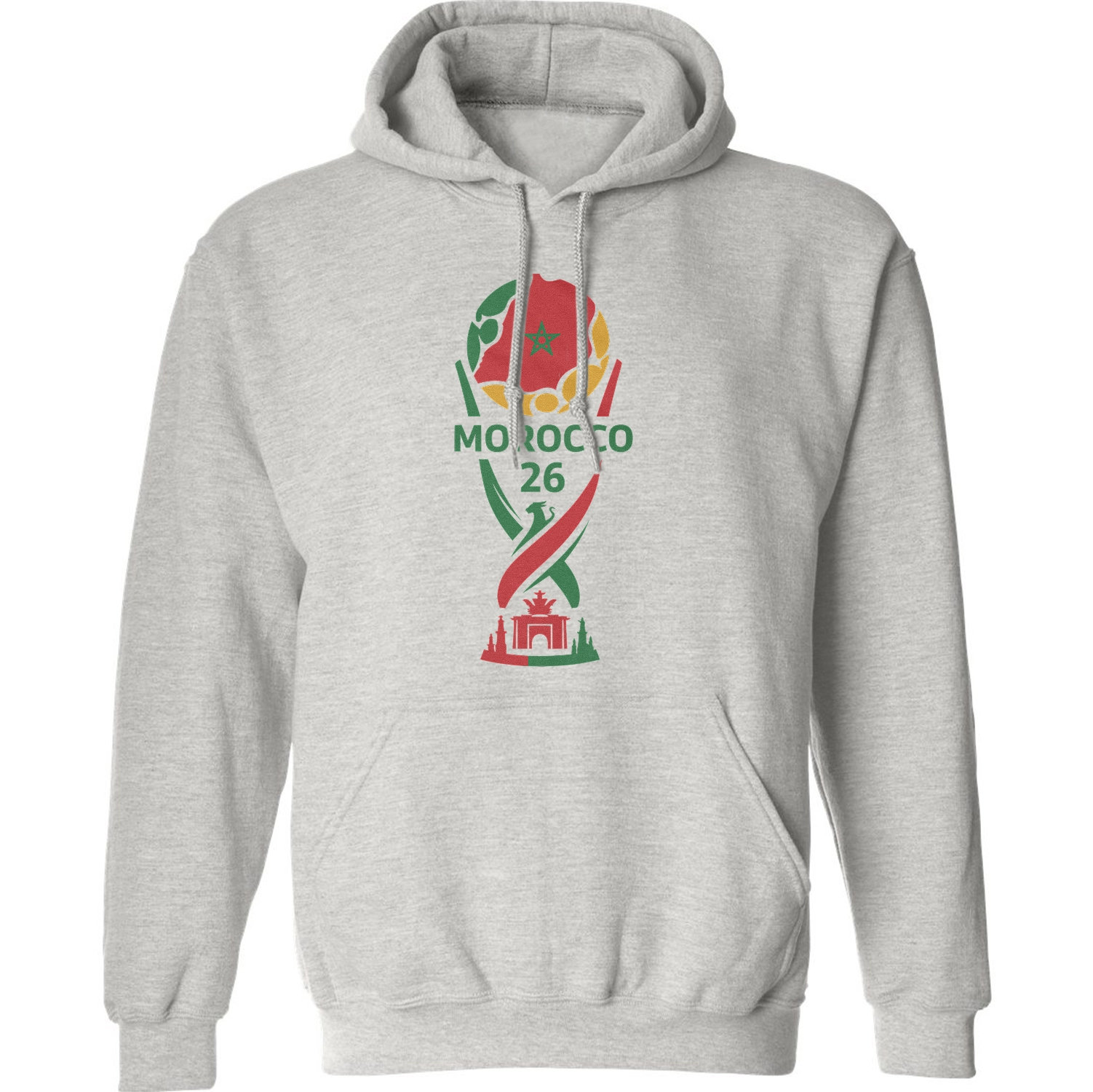 Morocco 26 Trophy Graphic – Soccer Fan Pride Unisex Hooded Sweatshirt