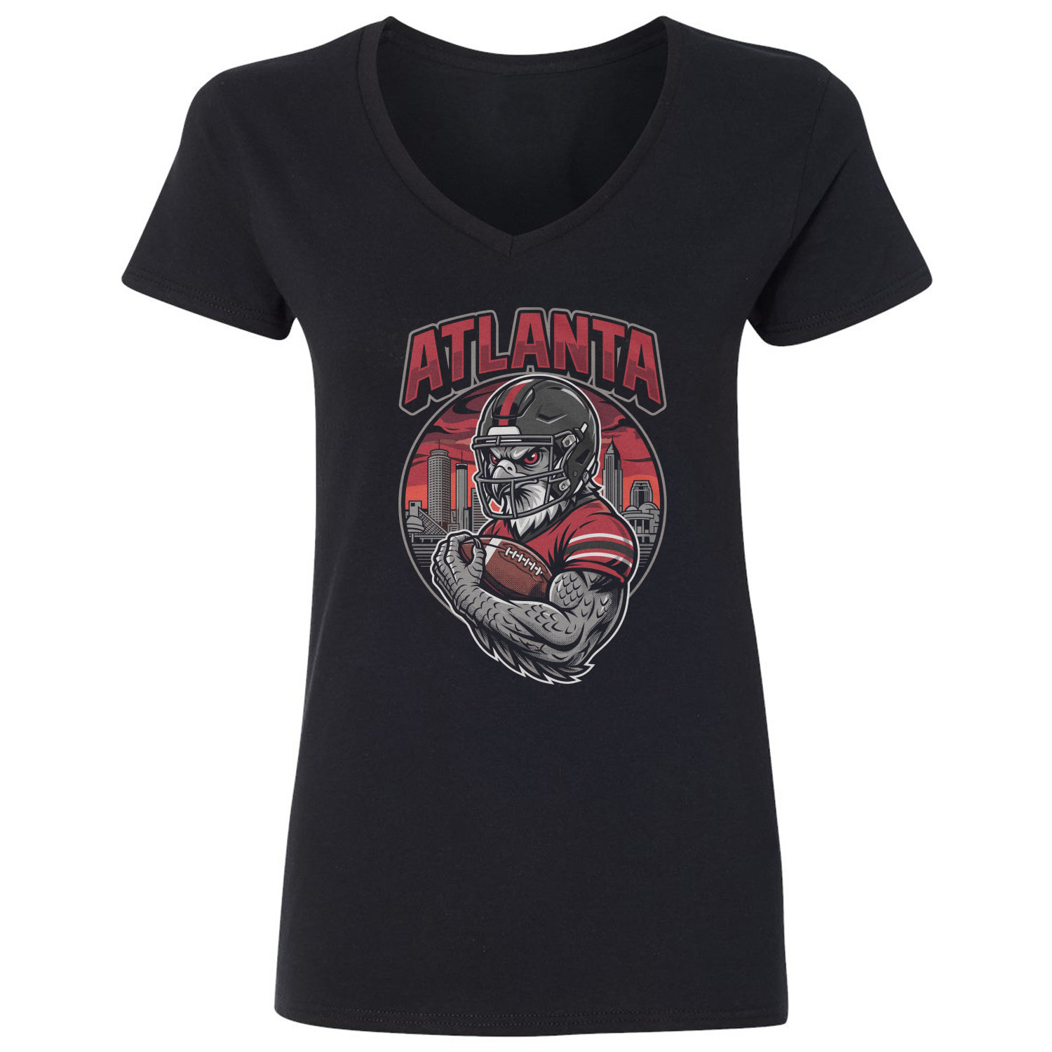 Atlanta Inspired Mascot Graphic Football Fans Ladies’ V-Neck Tshirt