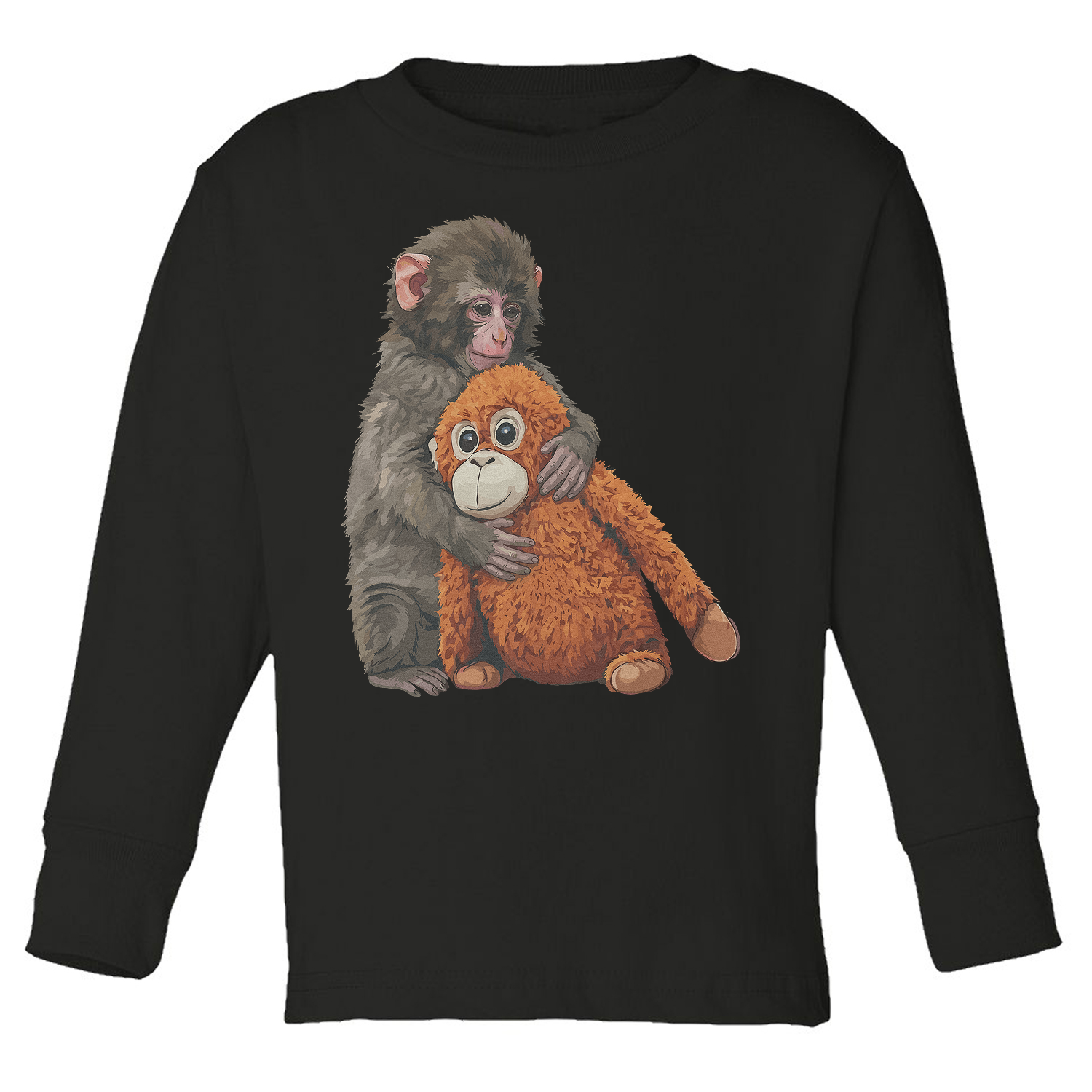 Punch Monkey Hugging Plush Friend Viral Meme Toddler Long Sleeve TShirt