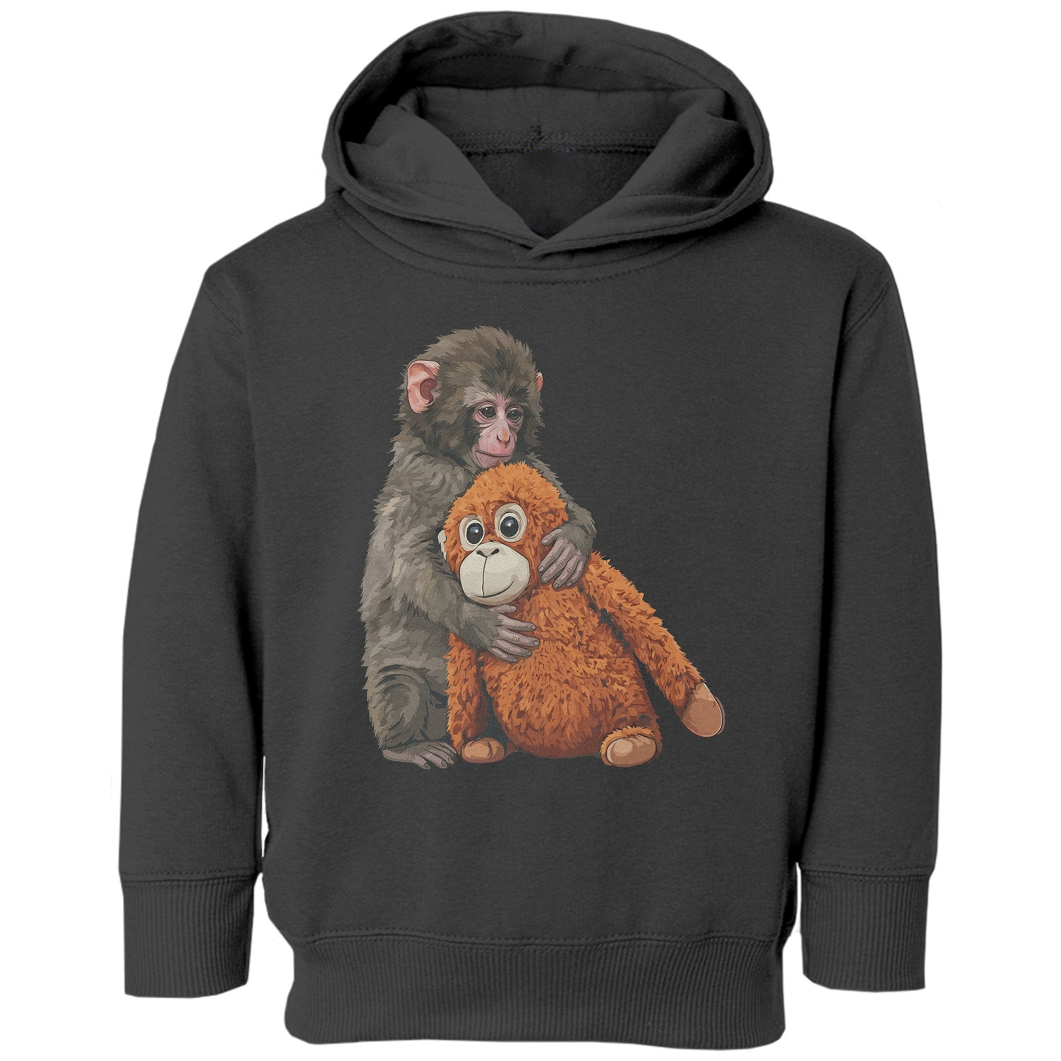 Punch Monkey Hugging Plush Friend Viral Meme Toddler Hooded Sweatshirt