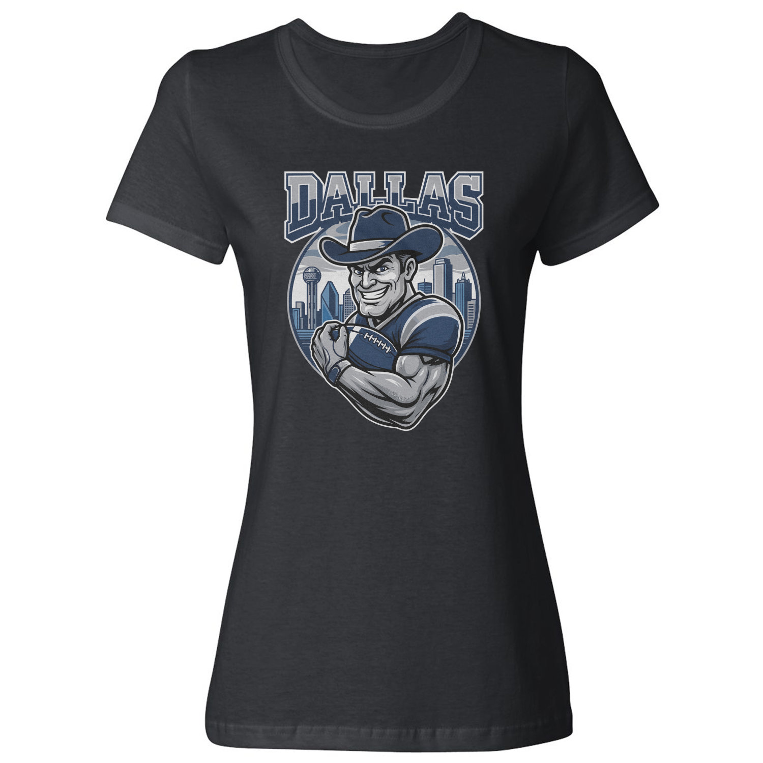 Dallas Inspired Mascot Graphic Football Fans Ladies’ Crewneck T-Shirt