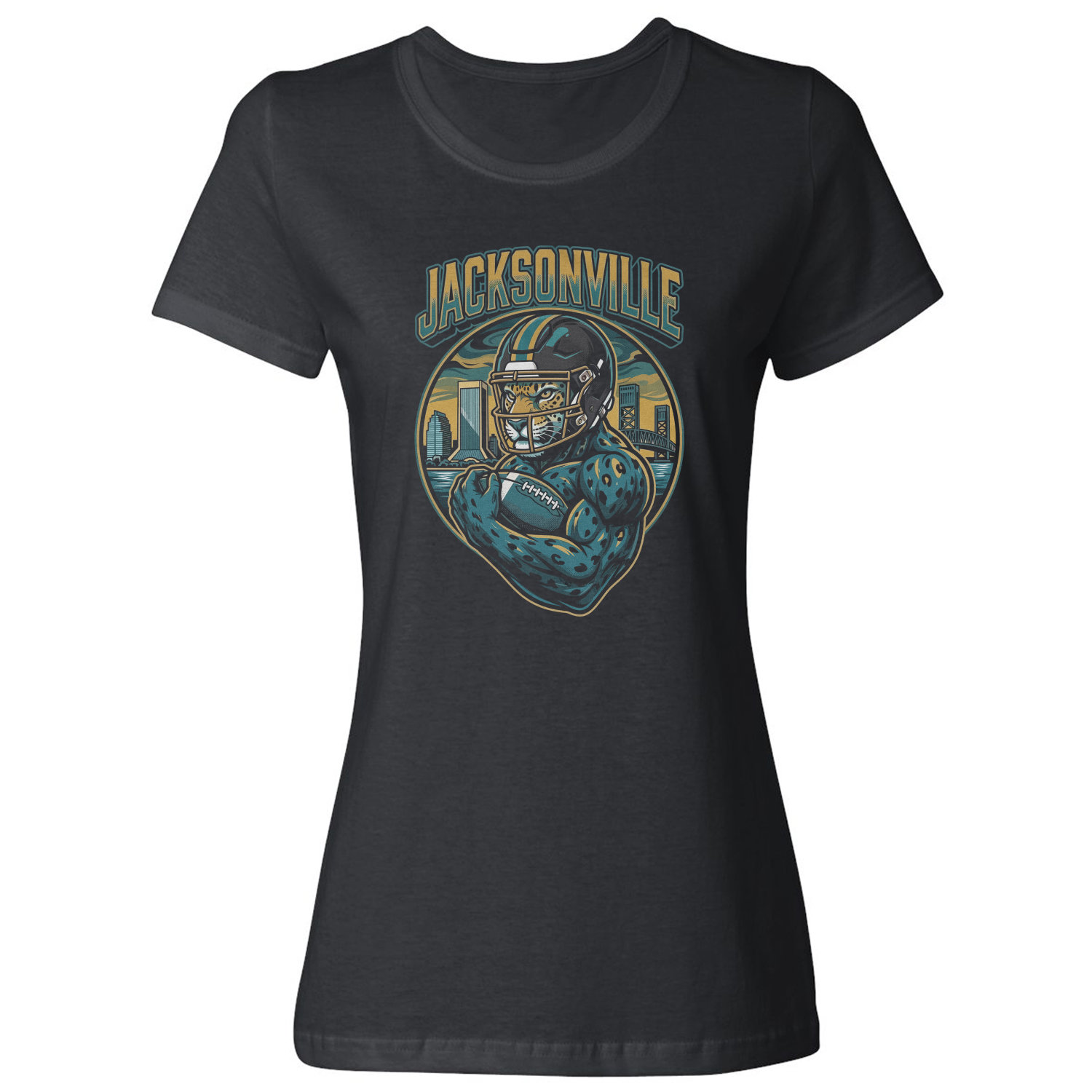 Jacksonville Inspired Mascot Graphic Football Fans Ladies’ Crewneck T-Shirt