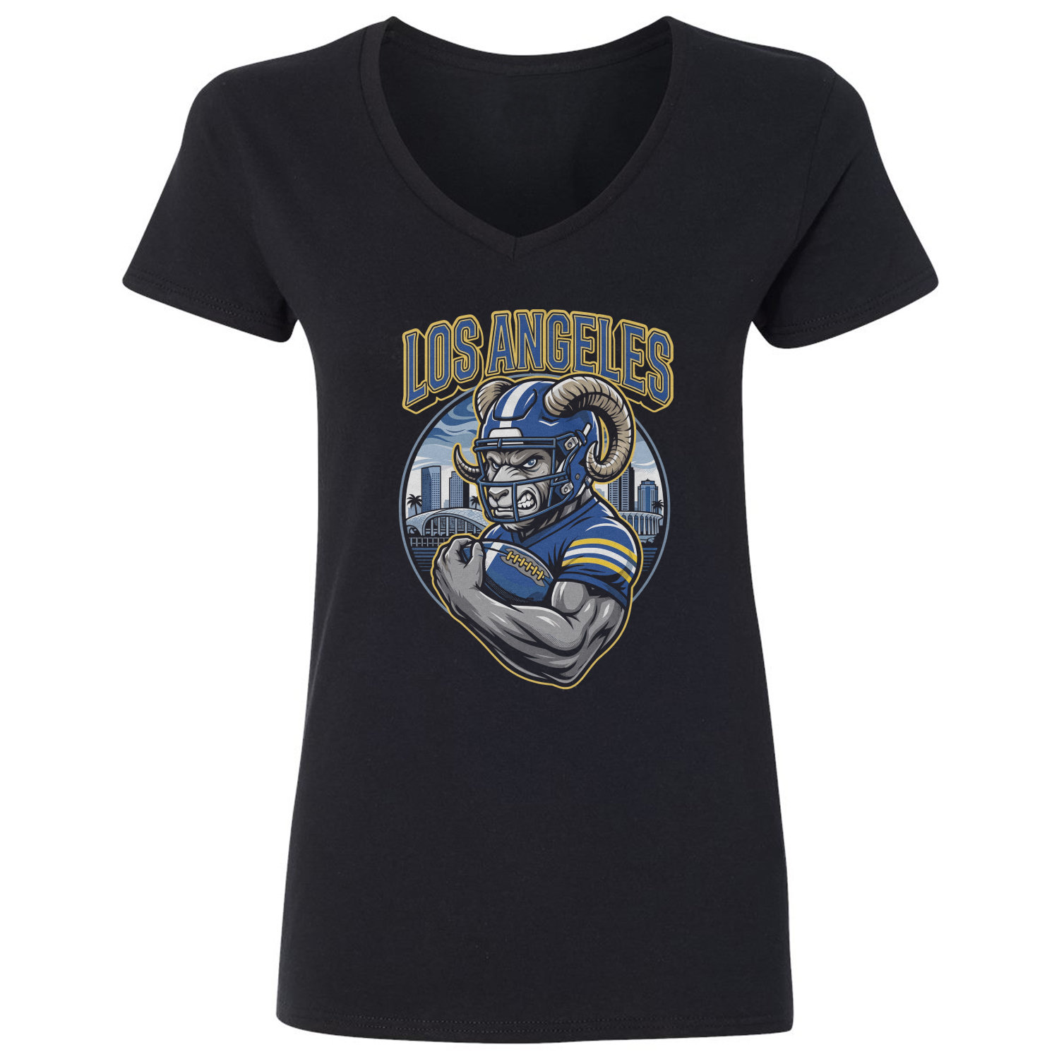 LA Inspired Mascot Graphic Football Fans Ladies’ V-Neck Tshirt