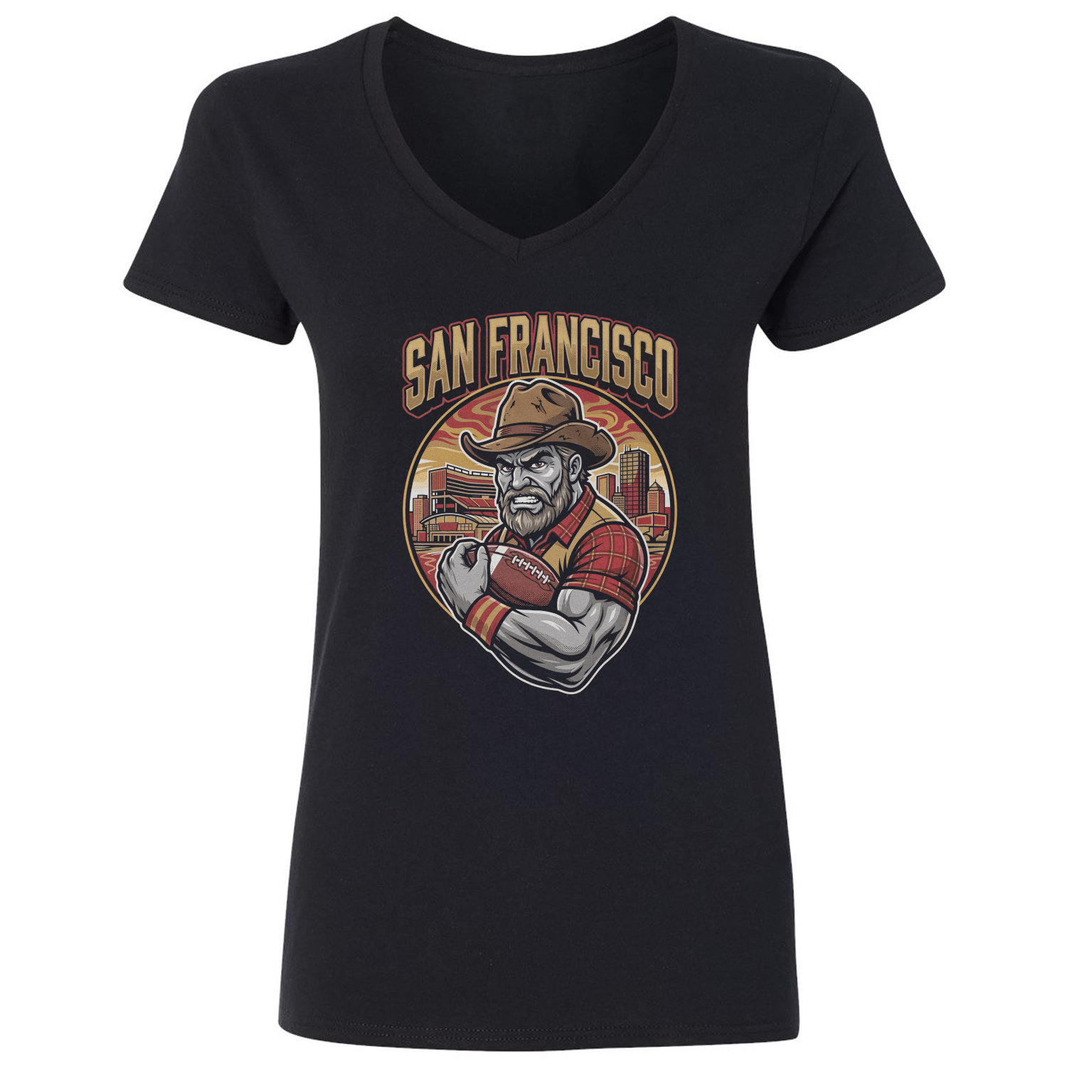 San Francisco Inspired Mascot Graphic Football Fans Ladies’ V-Neck Tshirt