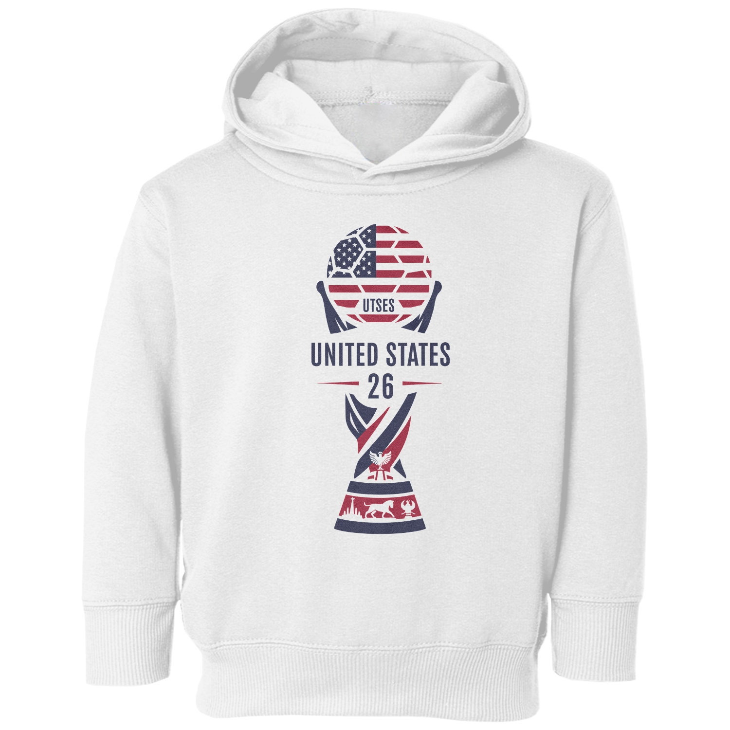United States 26 Trophy Graphic – Soccer Fan Pride Toddler Hooded Sweatshirt