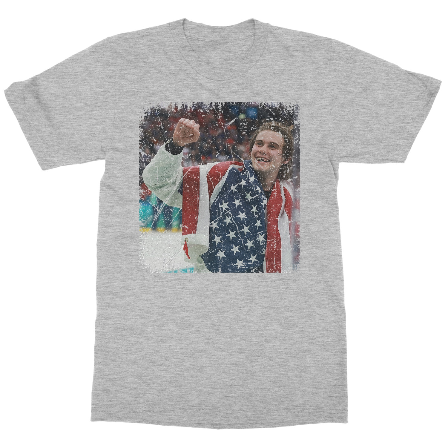 Jack Hughes USA Flag Graphic Gold Medal Hockey Team Unisex T-Shirt