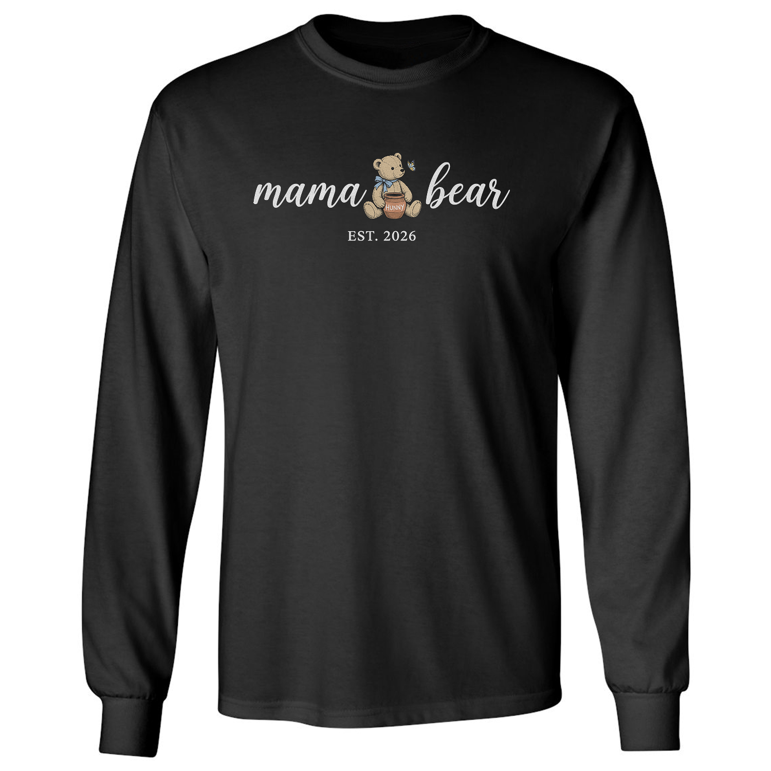 Mama Bear Teddy Est 26′ – Cute Pregnancy Announcement Long Sleeve T-Shirt