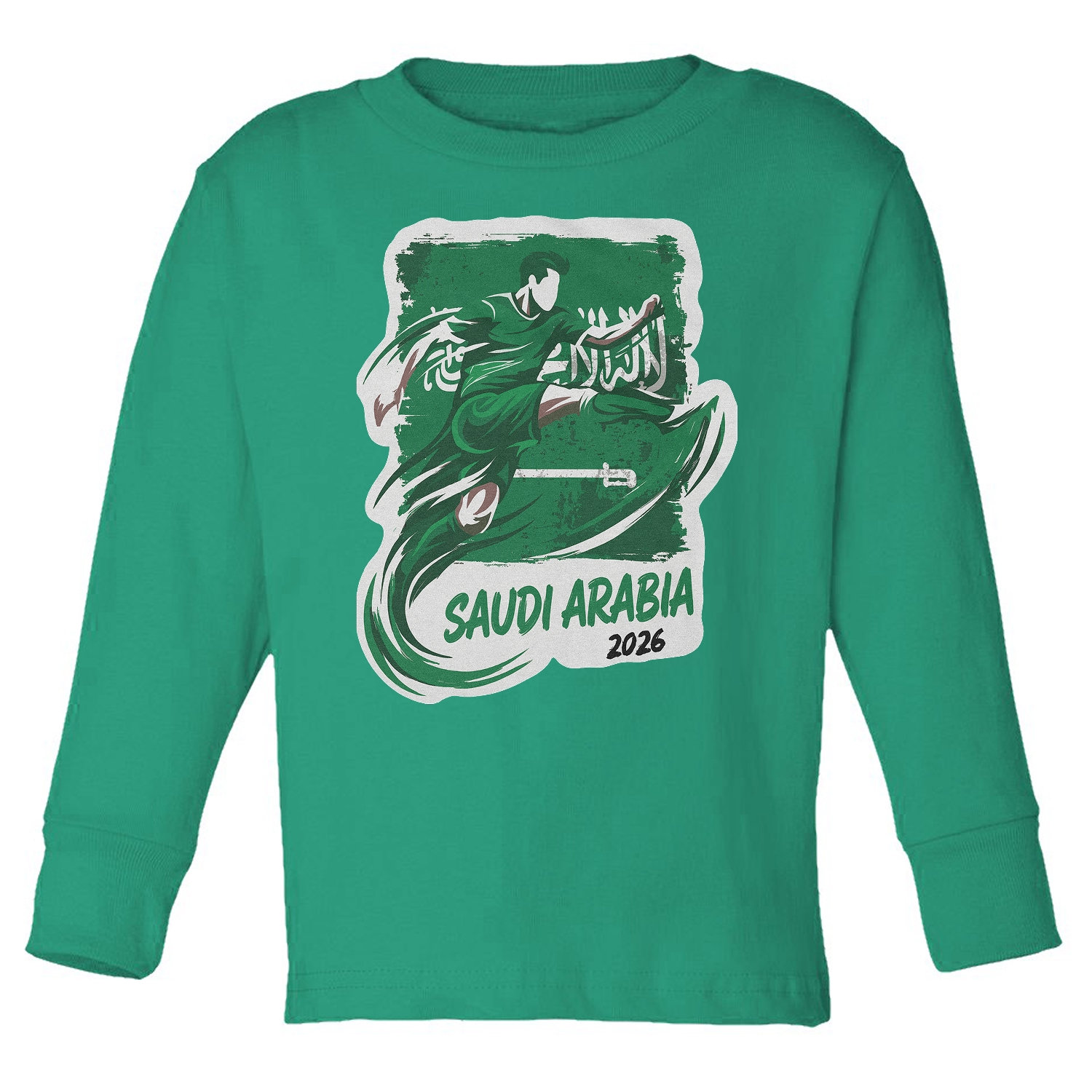 Saudi Flag Graphic - World Soccer Fans Tribute Toddler Long Sleeve TShirt
