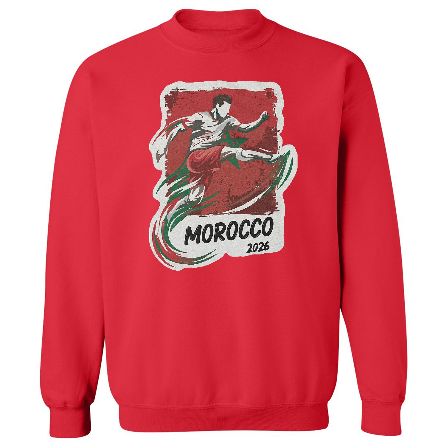 Morocco Flag Graphic – World Soccer Fans Tribute Unisex Crewneck Sweatshirt