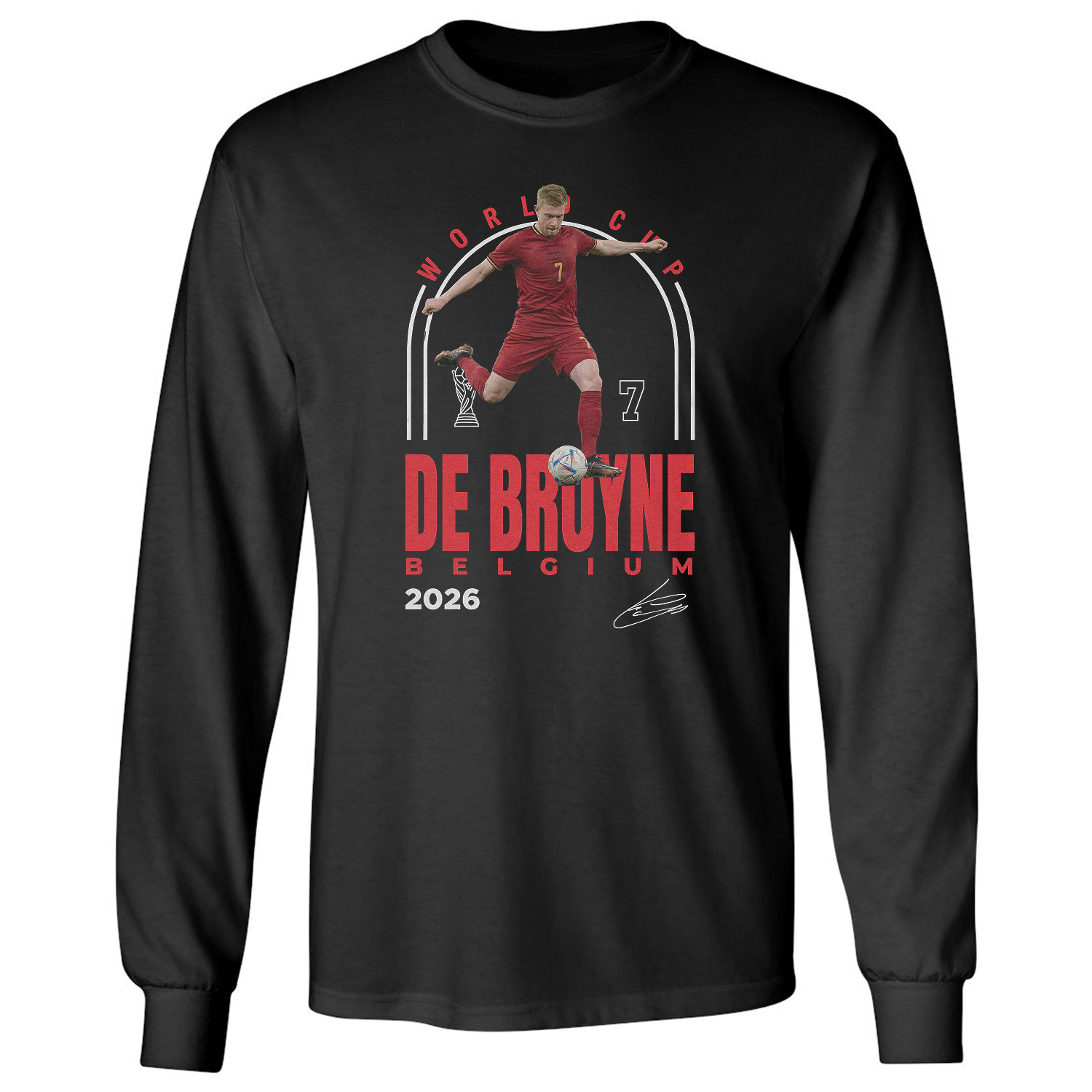 De Bruyne 7 Belgium Tribute Graphic – 2026 Fans Long Sleeve T-Shirt