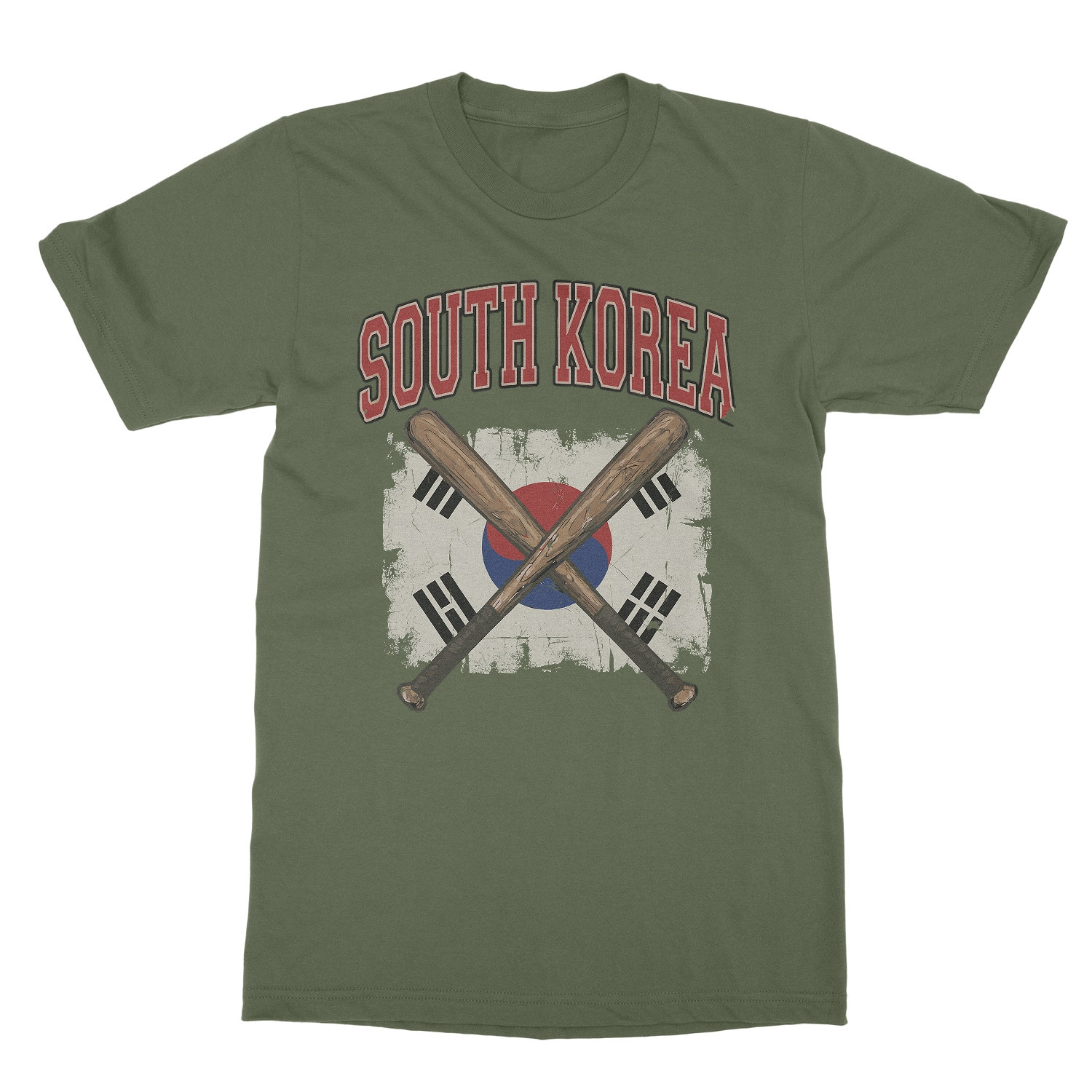 South Korea Baseball Bats Patriotic Vintage Graphic Unisex T-Shirt