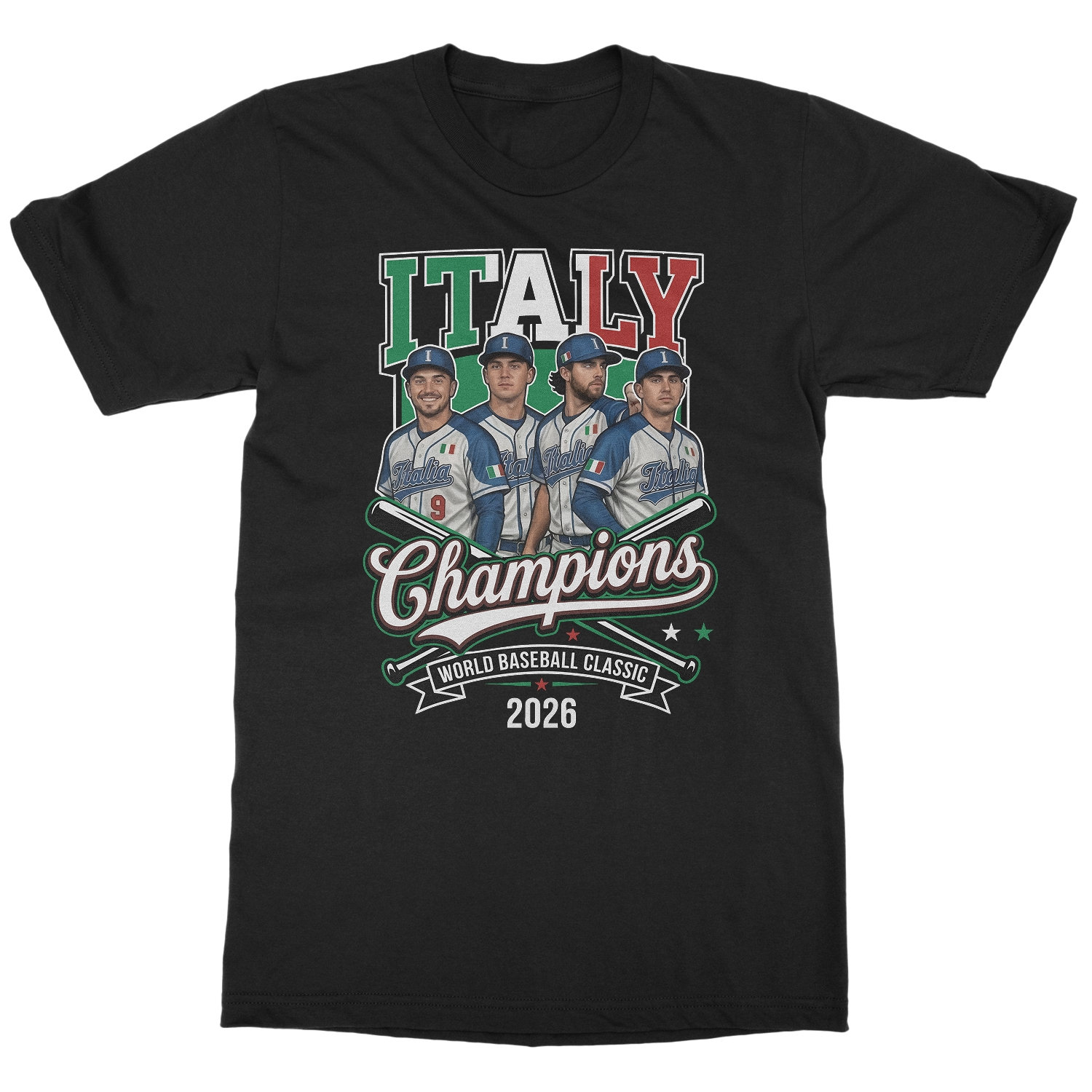 Italy 2026 Champions – World Baseball Fans Unisex T-Shirt