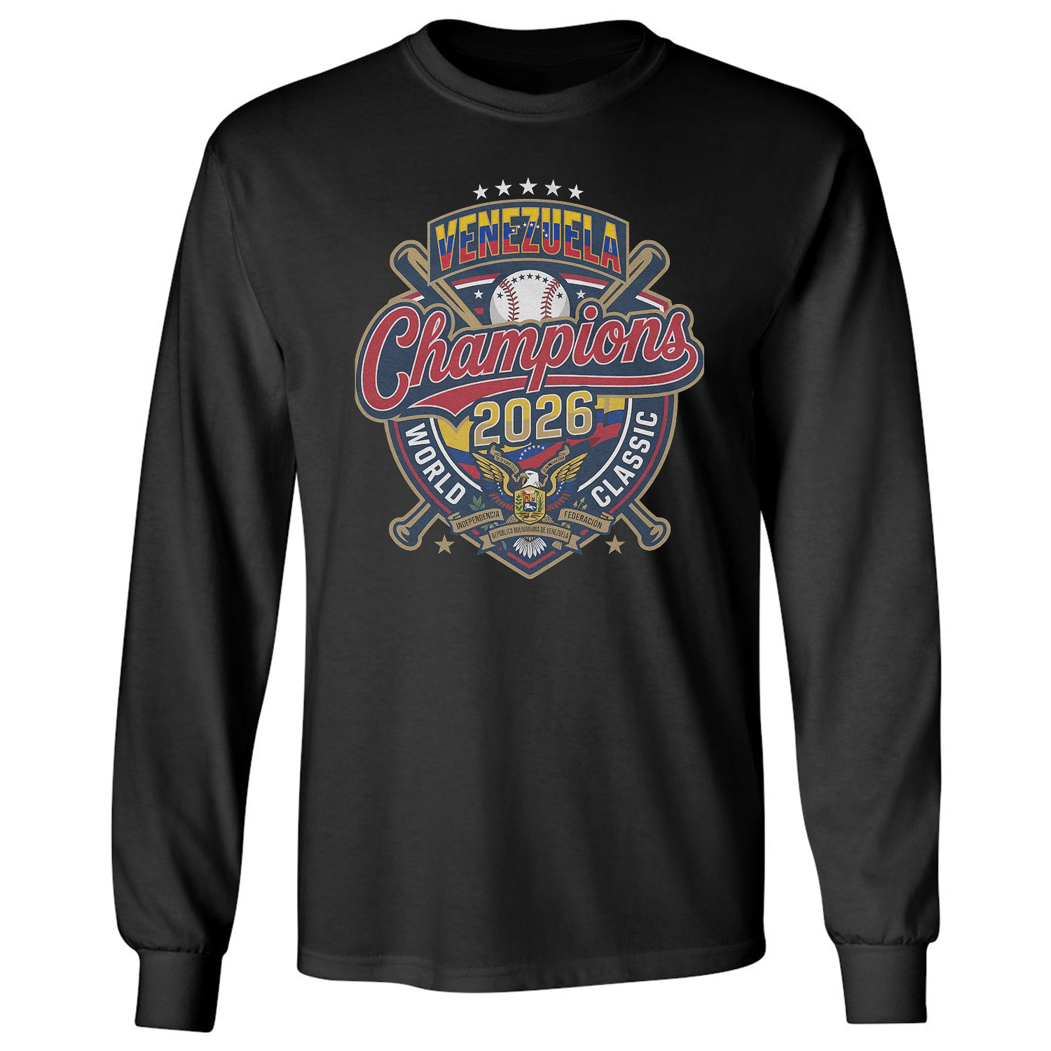 Venezuela Champions 2026 World Baseball Fans Long Sleeve T-Shirt